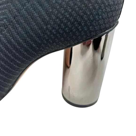 Zara Woman Size 37 Knit Mirror Chrome Heels Black Sock Boots Ankle Booties - Picture 4 of 9